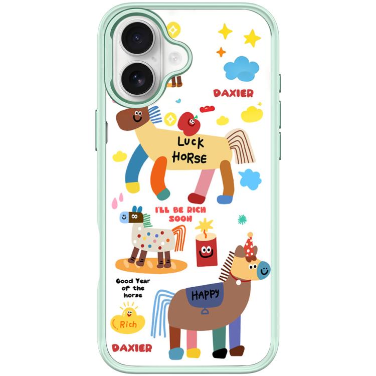 For iPhone 17 Get Rich Immediately Pattern Magnetic Phone Case(Light Green)