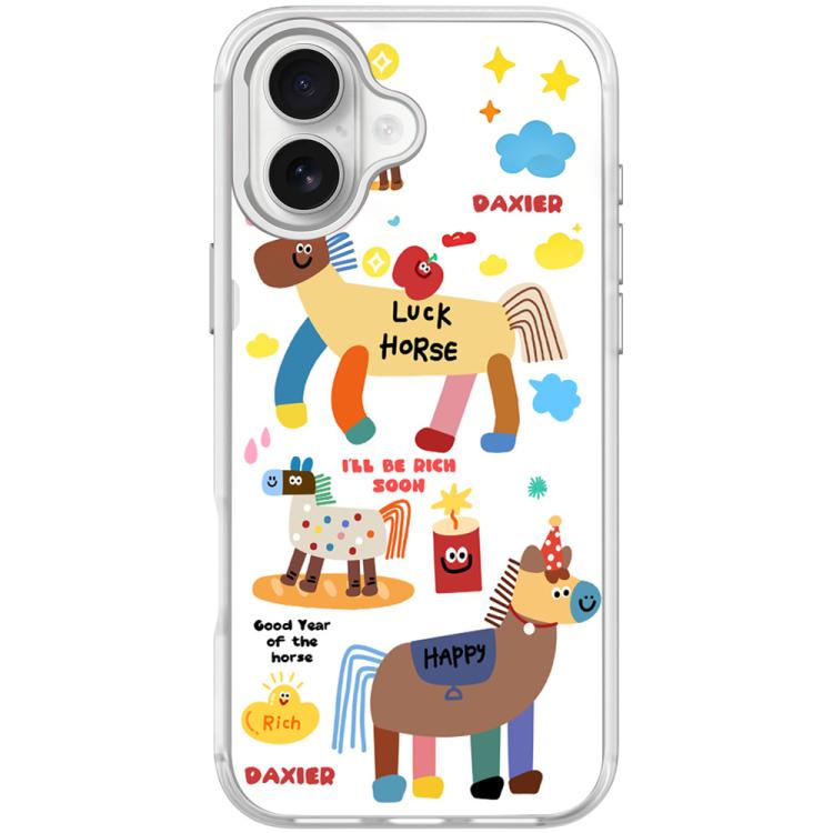 For iPhone 17 Get Rich Immediately Pattern Magnetic Phone Case(Transparent White)