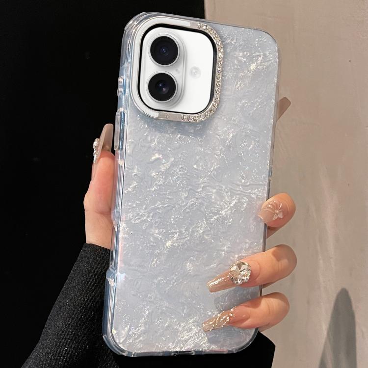 For iPhone 17 Gilded Colorful Shell Patterned TPU+IMD Phone Case(Light Blue)
