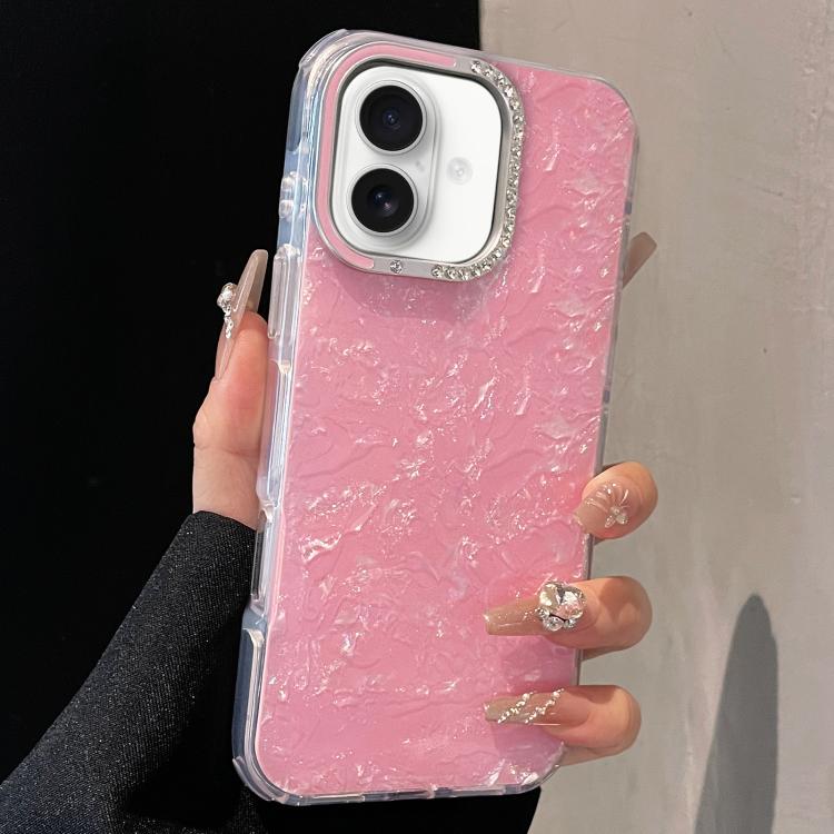 For iPhone 17 Gilded Colorful Shell Patterned TPU+IMD Phone Case(Pink)