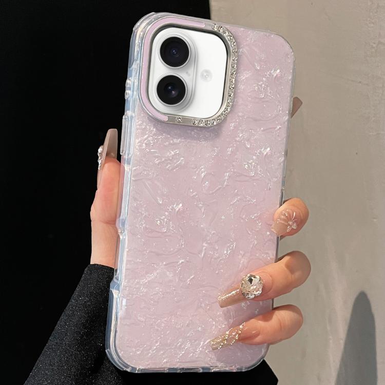 For iPhone 17 Gilded Colorful Shell Patterned TPU+IMD Phone Case(Purple)