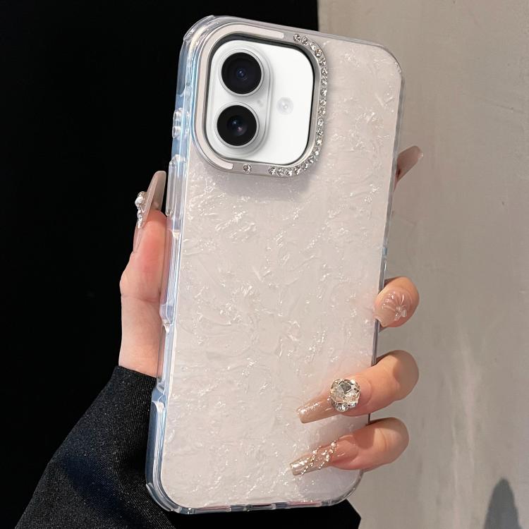 For iPhone 17 Gilded Colorful Shell Patterned TPU+IMD Phone Case(White)