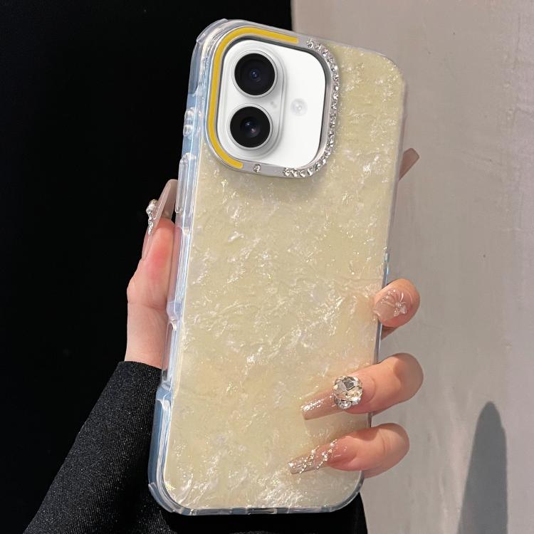 For iPhone 17 Gilded Colorful Shell Patterned TPU+IMD Phone Case(Yellow)