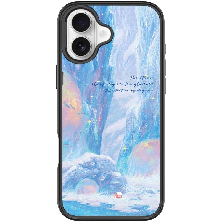 For iPhone 17 Glacier Red House Pattern Magnetic Phone Case(Black)