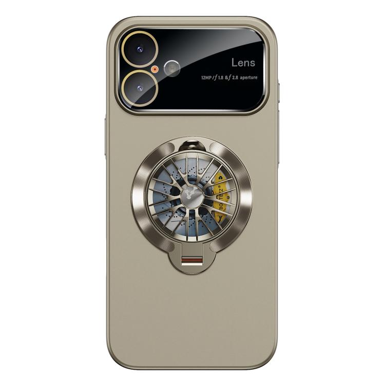 For iPhone 17 Glaze PC Camera Window Gyro Kickstand Magnetic Phone Case(Grey)