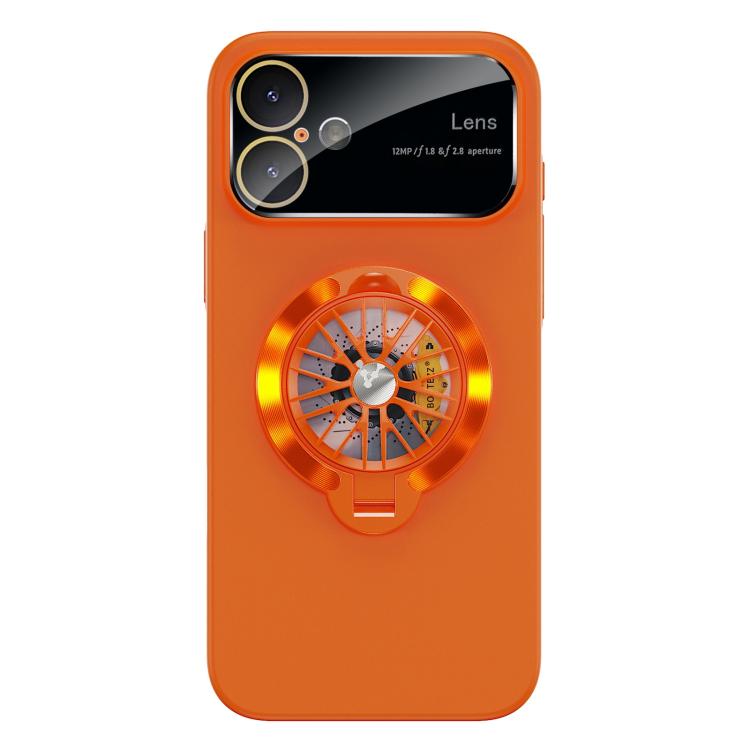 For iPhone 17 Glaze PC Camera Window Gyro Kickstand Magnetic Phone Case(Orange)