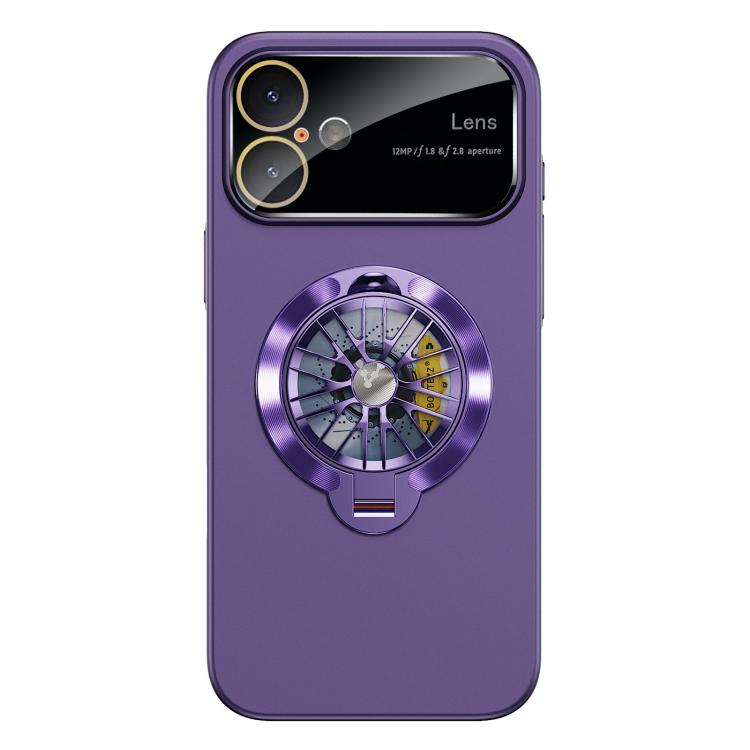For iPhone 17 Glaze PC Camera Window Gyro Kickstand Magnetic Phone Case(Purple)