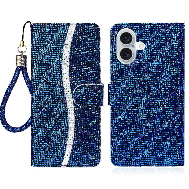 For iPhone 17 Glitter Powder Filp Leather Phone Case(Blue)