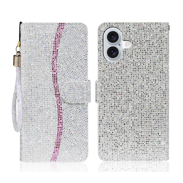 For iPhone 17 Glitter Powder Filp Leather Phone Case(Silver)