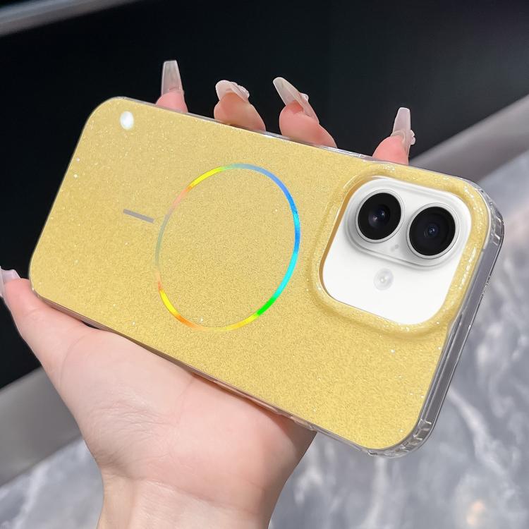 For iPhone 17 Glitter Powder Plating MagSafe IMD Full Coverage Phone Case(Orange)