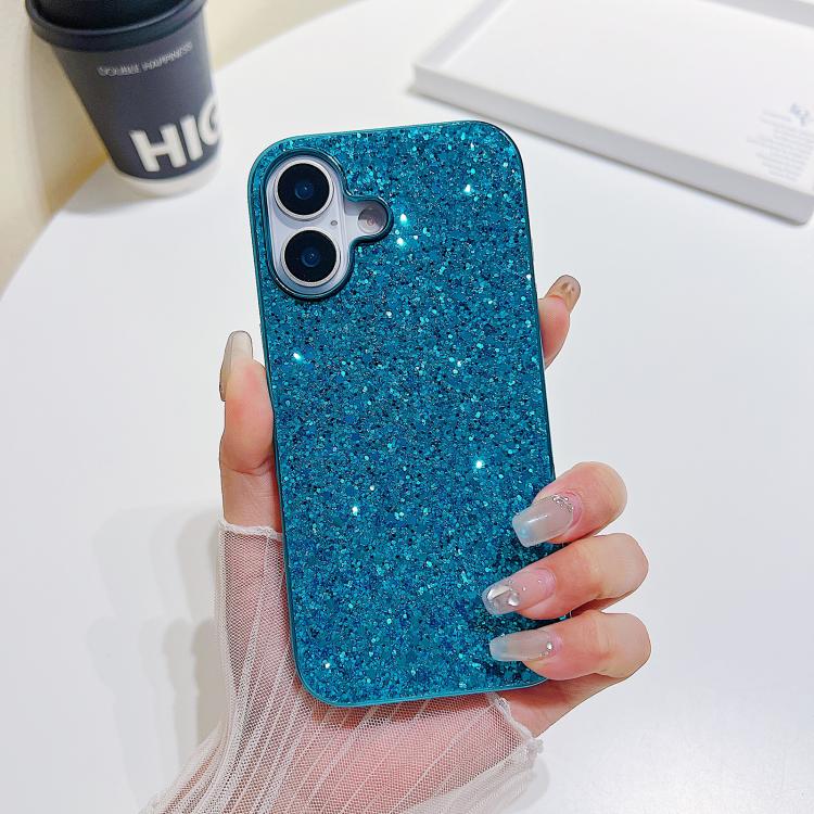 For iPhone 17 Glitter Powder Shockproof TPU Phone Case(Blue)