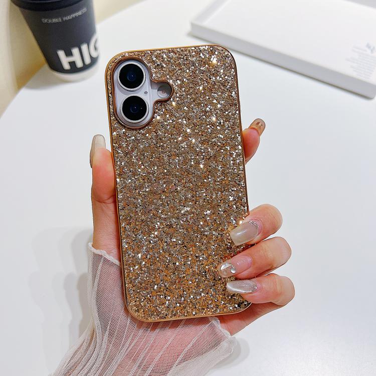 For iPhone 17 Glitter Powder Shockproof TPU Phone Case(Desert Gold)