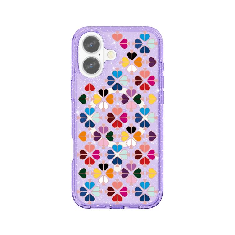 For iPhone 17 Glittering Crystal Red Heart Pattern Magnetic Phone Case(Purple)