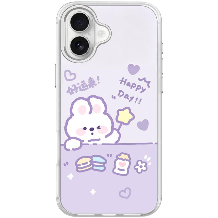 For iPhone 17 Good Luck Star Rabbit Pattern Magnetic Phone Case(Transparent White)