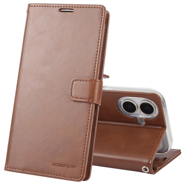 For iPhone 17 GOOSPERY BLUE MOON Crazy Horse Texture Leather Phone Case(Brown)
