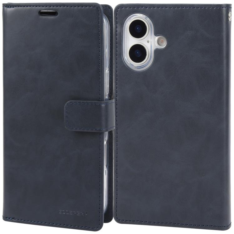For iPhone 17 GOOSPERY MANSOOR DIARY 9 Card Slots Leather Phone Case(Dark Blue)