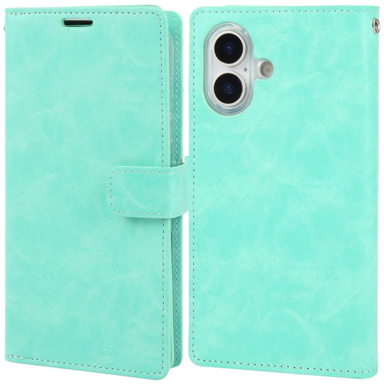For iPhone 17 GOOSPERY MANSOOR DIARY 9 Card Slots Leather Phone Case(Mint Green)