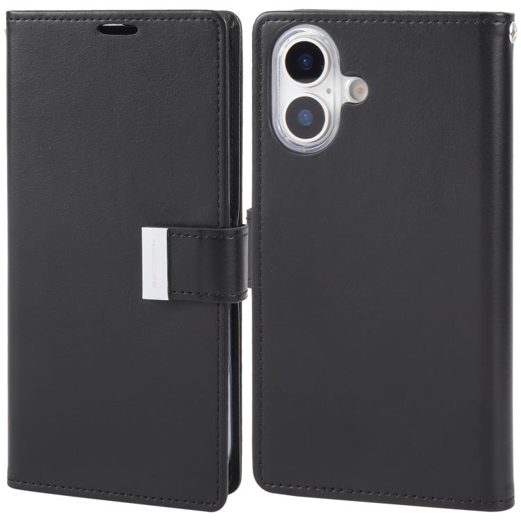 For iPhone 17 GOOSPERY RICH DIARY Crazy Horse Texture Leather Phone Case(Black)