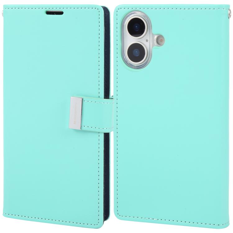 For iPhone 17 GOOSPERY RICH DIARY Crazy Horse Texture Leather Phone Case(Mint Green)