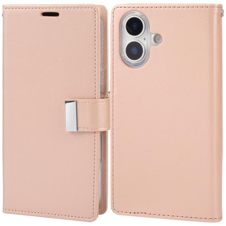 For iPhone 17 GOOSPERY RICH DIARY Crazy Horse Texture Leather Phone Case(Rose Gold)