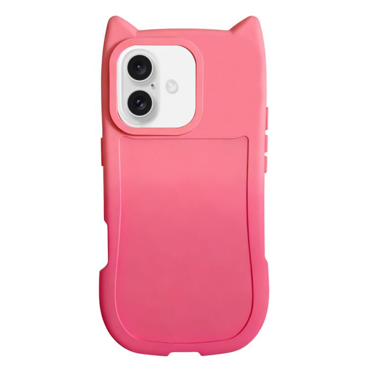 For iPhone 17 Gradient Cat Ear Design TPU Phone Case(Pink Rose Red)