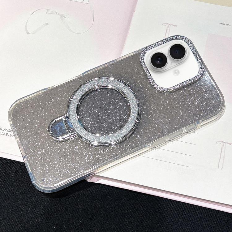 For iPhone 17 Gradient Glitter Diamonds MagSafe Phone Case(Black)