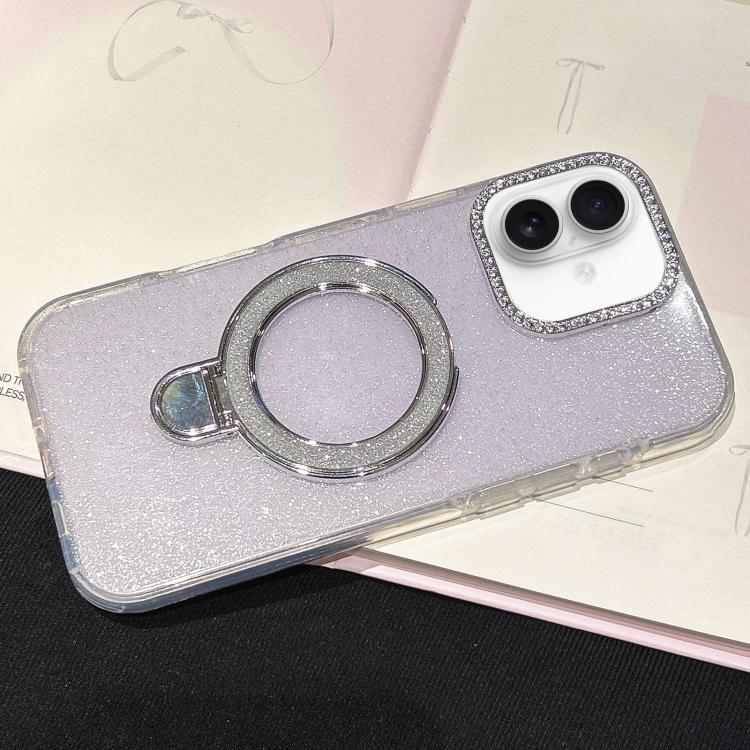 For iPhone 17 Gradient Glitter Diamonds MagSafe Phone Case(Light Purple)