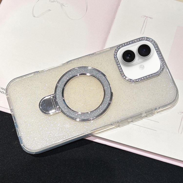 For iPhone 17 Gradient Glitter Diamonds MagSafe Phone Case(Light Yellow)