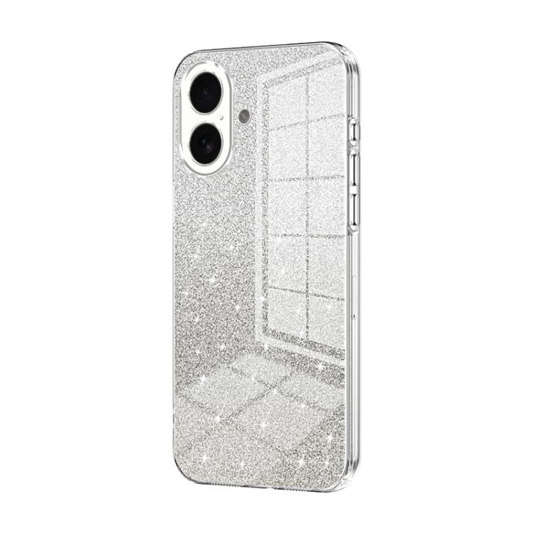 For iPhone 17 Gradient Glitter Powder Electroplated Phone Case(Transparent)