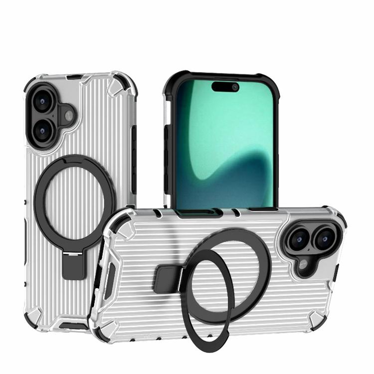 For iPhone 17 Grating Holder Shockproof Phone Case(Transparent)