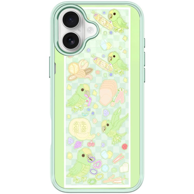 For iPhone 17 Green Parrot Pattern Magnetic Phone Case(Light Green)