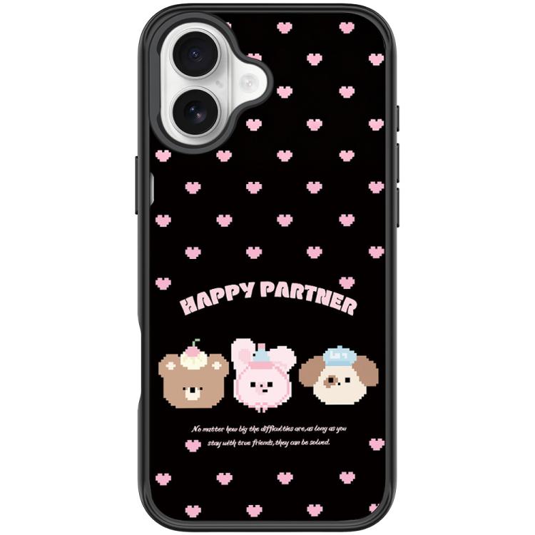 For iPhone 17 Happy Partner Pattern Magnetic Phone Case(Black)