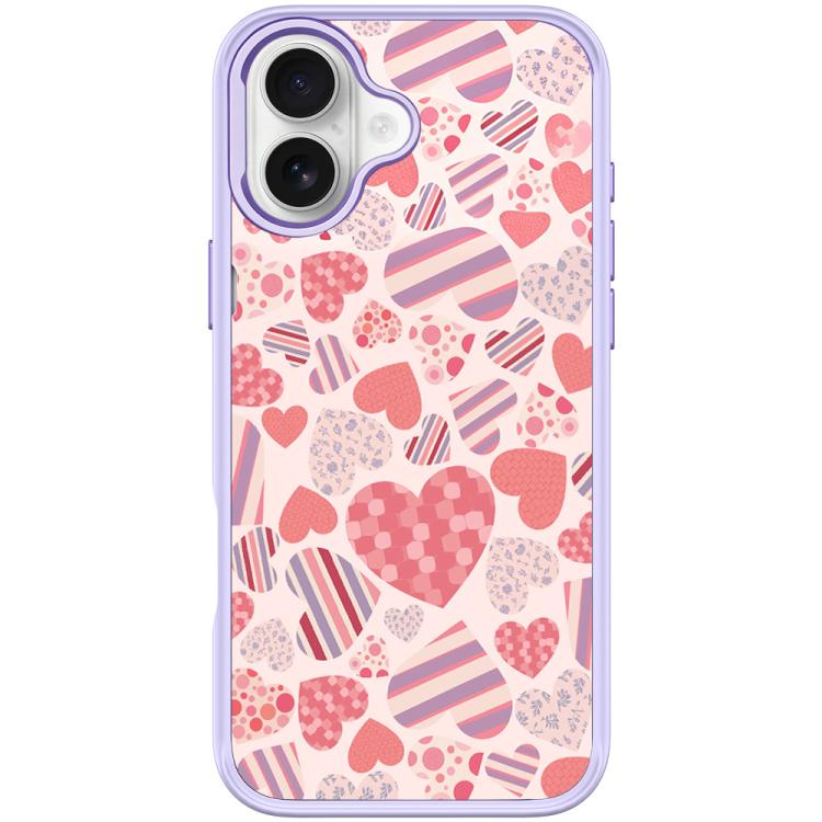 For iPhone 17 Heart Collection Pattern Magnetic Phone Case(Light Purple)