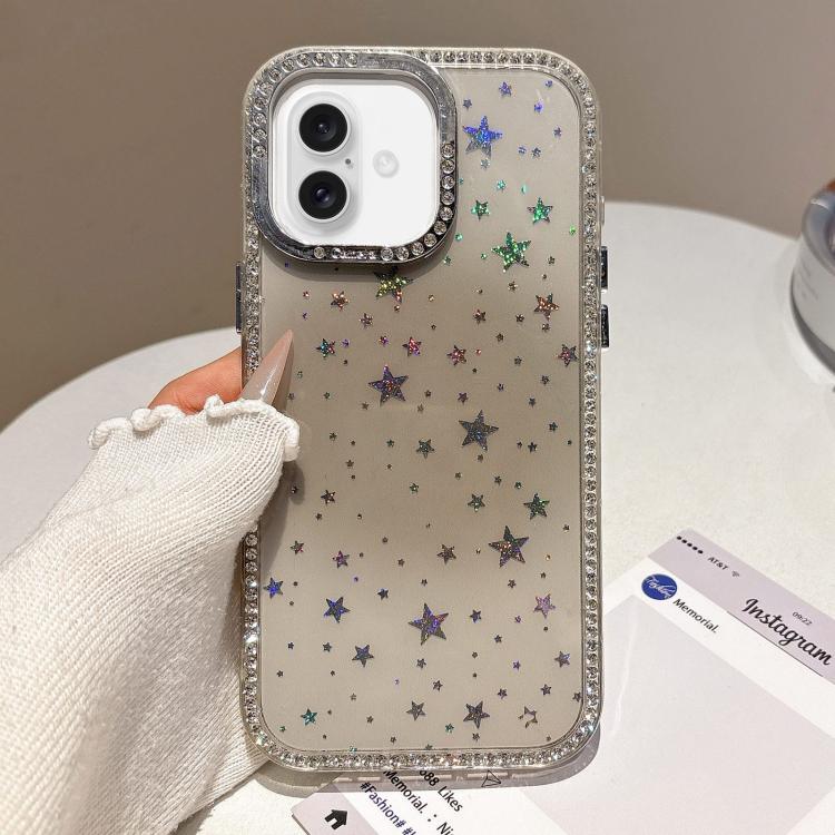 For iPhone 17 Holographic Starry Pattern TPU Hybrid IMD Full Coverage Phone Case(Brown)