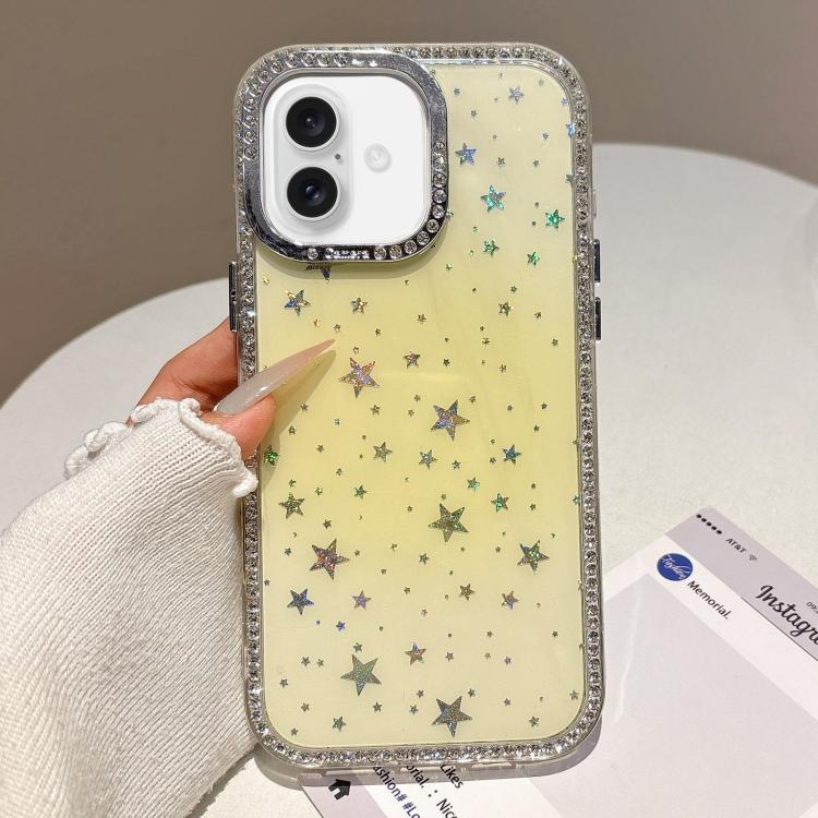 For iPhone 17 Holographic Starry Pattern TPU Hybrid IMD Full Coverage Phone Case(Orange)