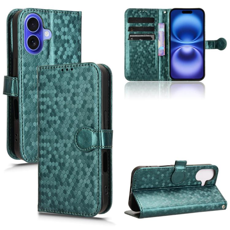 For iPhone 17 Honeycomb Dot Texture Leather Phone Case(Green)