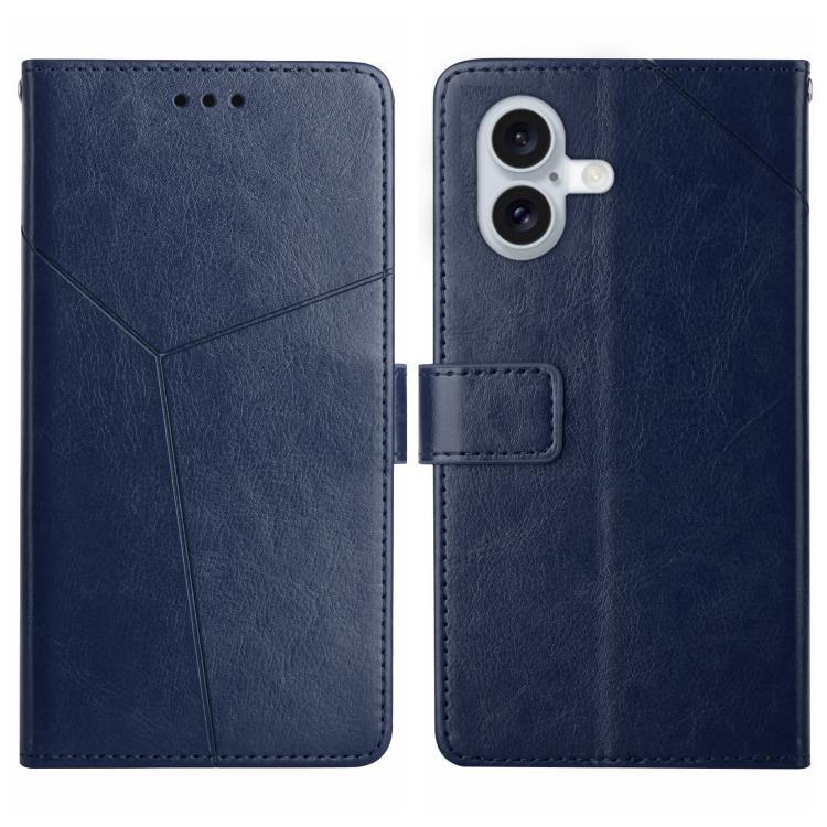 For iPhone 17 HT01 Y-shaped Pattern Flip Leather Phone Case(Blue)