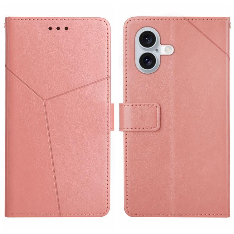 For iPhone 17 HT01 Y-shaped Pattern Flip Leather Phone Case(Pink)