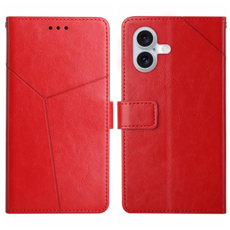 For iPhone 17 HT01 Y-shaped Pattern Flip Leather Phone Case(Red)