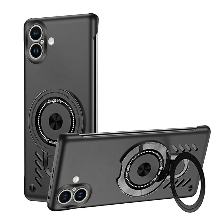 For iPhone 17 Ice Sense Series Graphene Cooling MagSafe Holder Phone Case(Black)