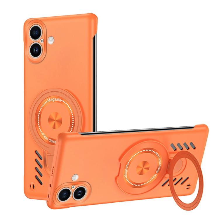 For iPhone 17 Ice Sense Series Graphene Cooling MagSafe Holder Phone Case(Orange)