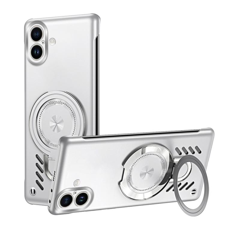 For iPhone 17 Ice Sense Series Graphene Cooling MagSafe Holder Phone Case(Silver)
