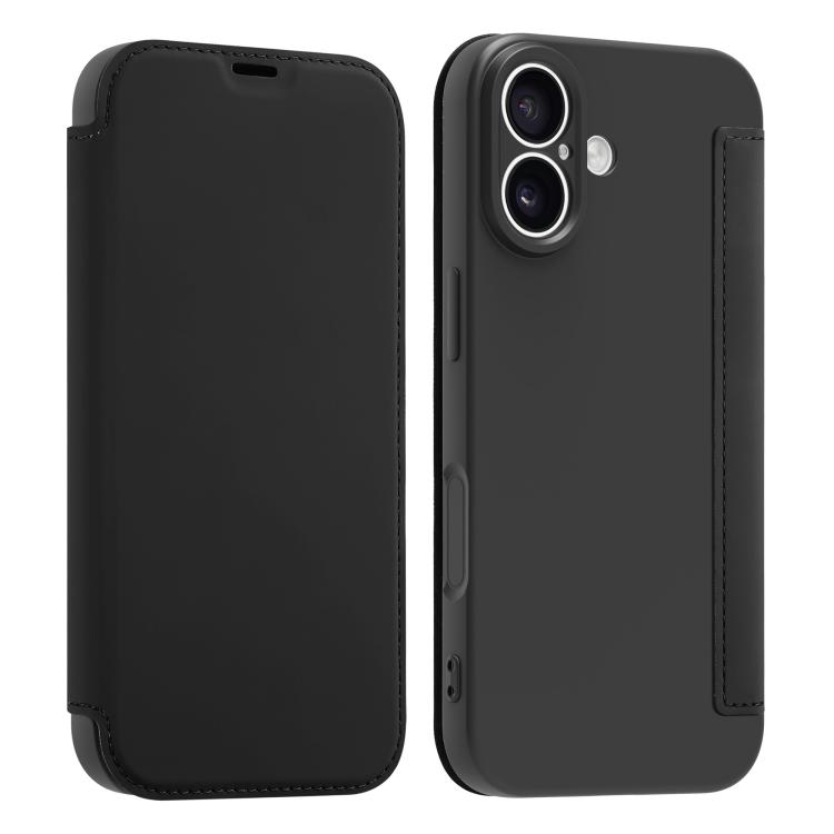 For iPhone 17 Imitate Liquid Skin Feel Leather Phone Case with Card Slots(Black)