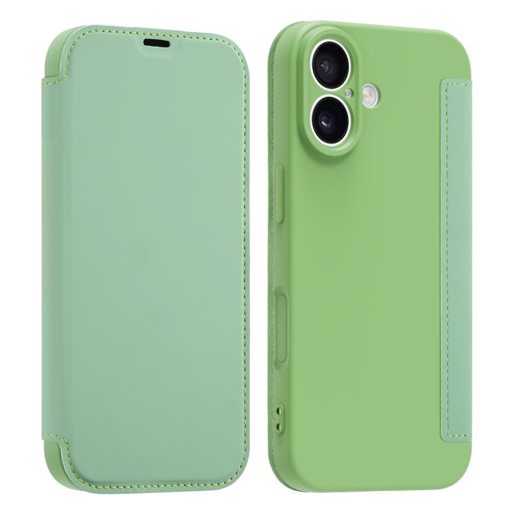 For iPhone 17 Imitate Liquid Skin Feel Leather Phone Case with Card Slots(Green)