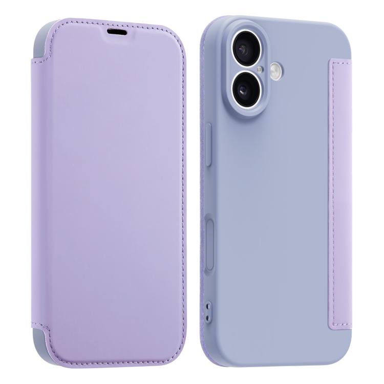 For iPhone 17 Imitate Liquid Skin Feel Leather Phone Case with Card Slots(Purple)