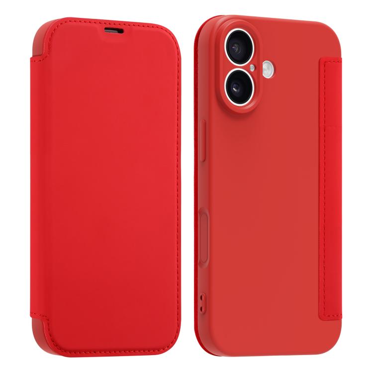 For iPhone 17 Imitate Liquid Skin Feel Leather Phone Case with Card Slots(Red)