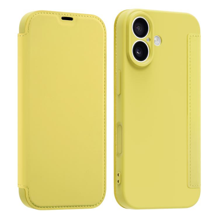 For iPhone 17 Imitate Liquid Skin Feel Leather Phone Case with Card Slots(Yellow)