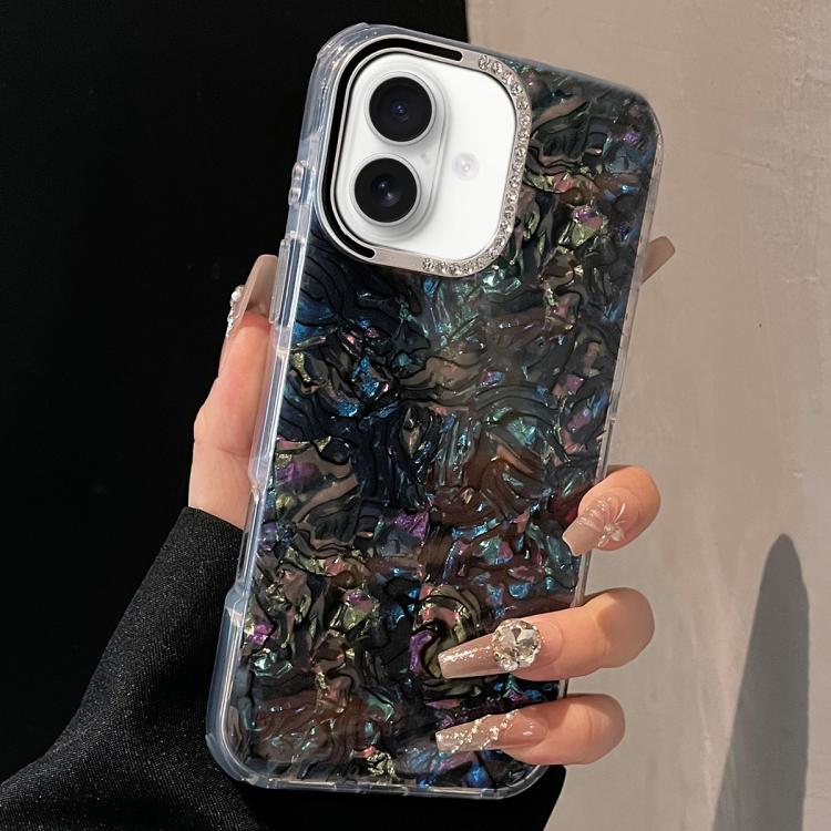For iPhone 17 Ink Rhythm Colorful Shell Pattern TPU Hybrid IMD Phone Case(Black)