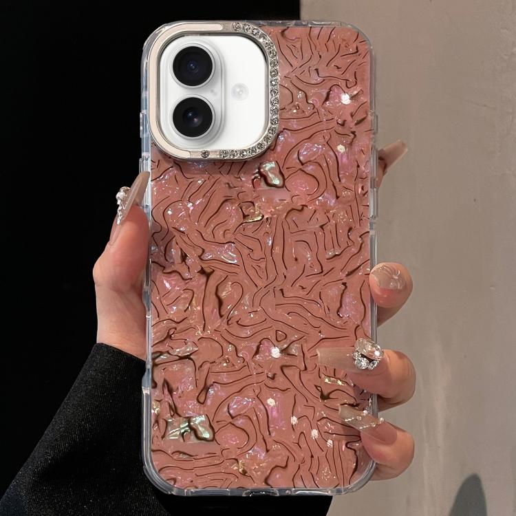 For iPhone 17 Ink Rhythm Colorful Shell Pattern TPU Hybrid IMD Phone Case(Brown)
