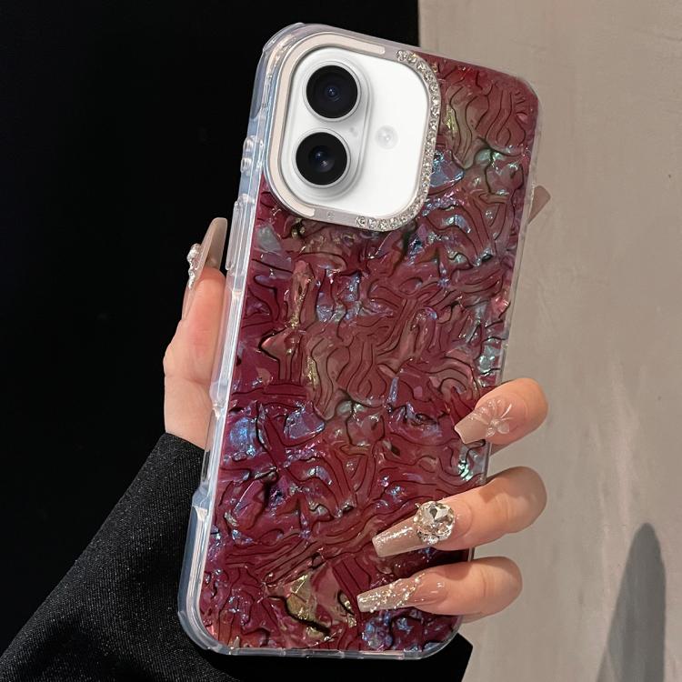 For iPhone 17 Ink Rhythm Colorful Shell Pattern TPU Hybrid IMD Phone Case(Wine Red)